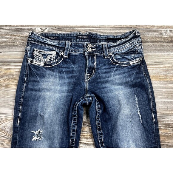 Vigoss The New York Boot Cut Jeans Size 9/10 Flap Back Pockets Distressed - Picture 3 of 16